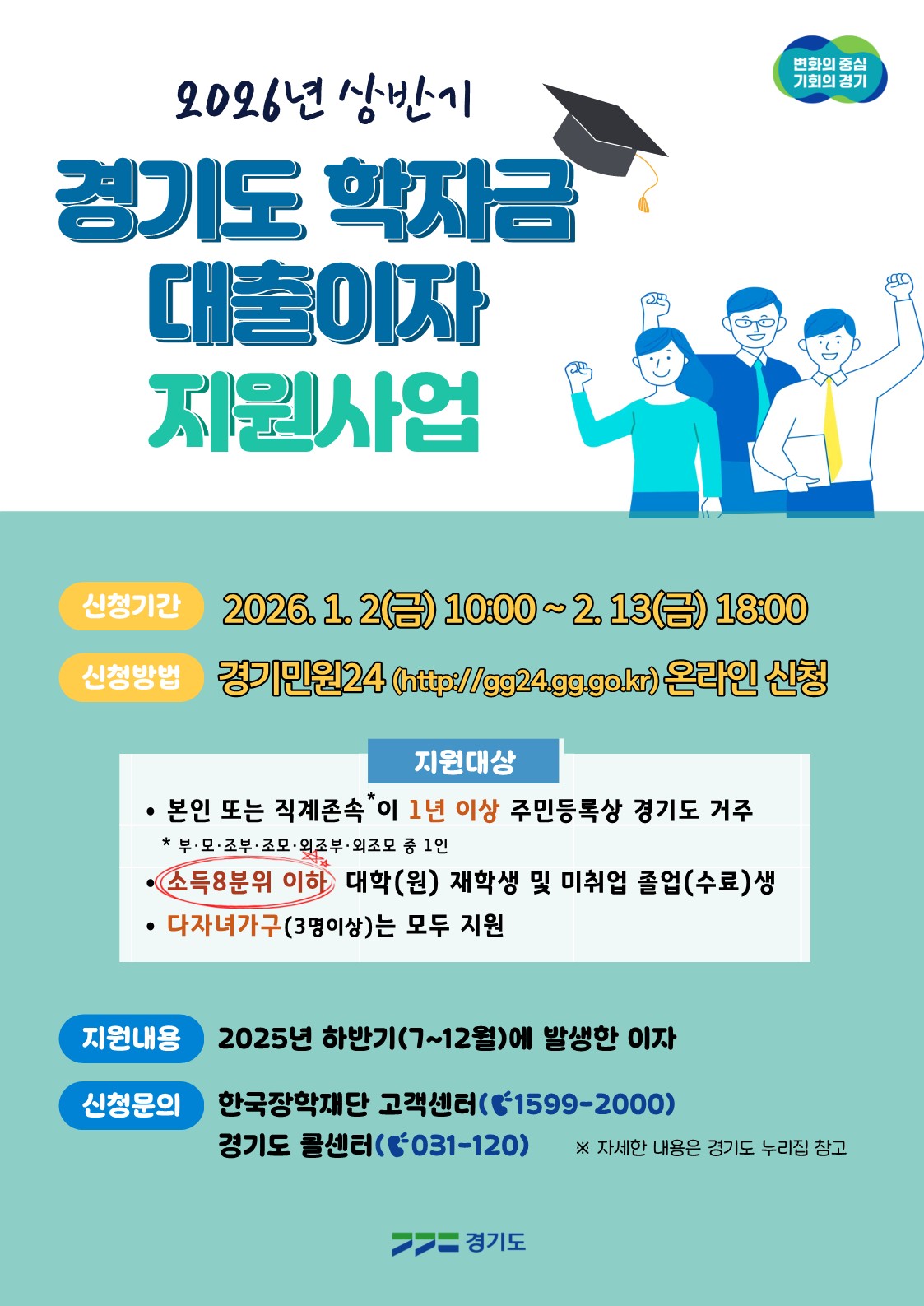 2026년 상반기 경기도 대학생 학자금 대출이자 지원 사업 안내