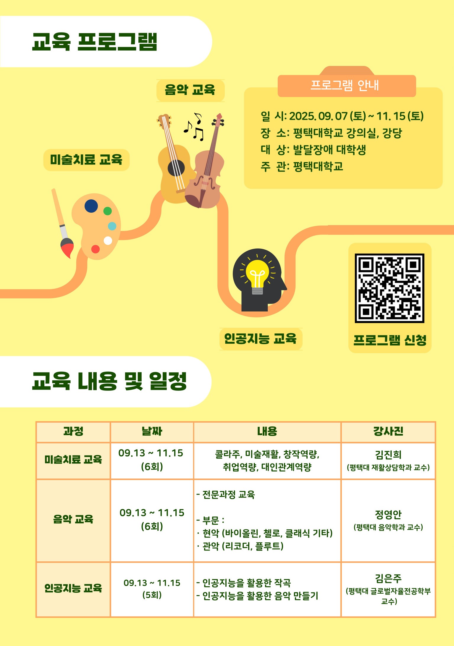 발달장애대학생 교육프로그램 일정 및 참여신청 안내

세부내용 공지사항 안내