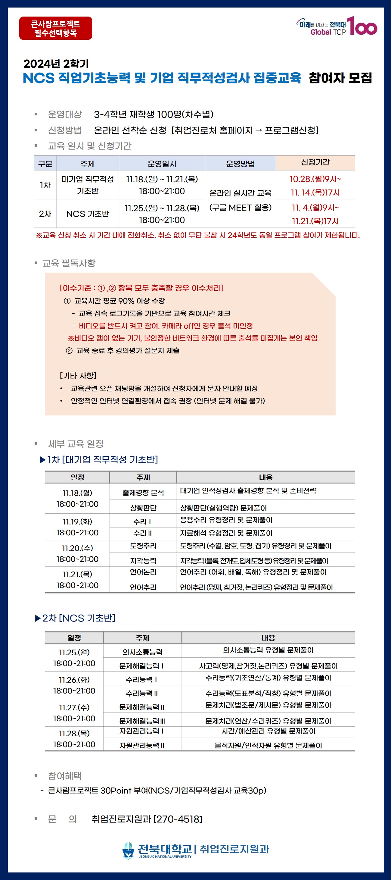 NCS 및 기업직무적성검사 집중교육